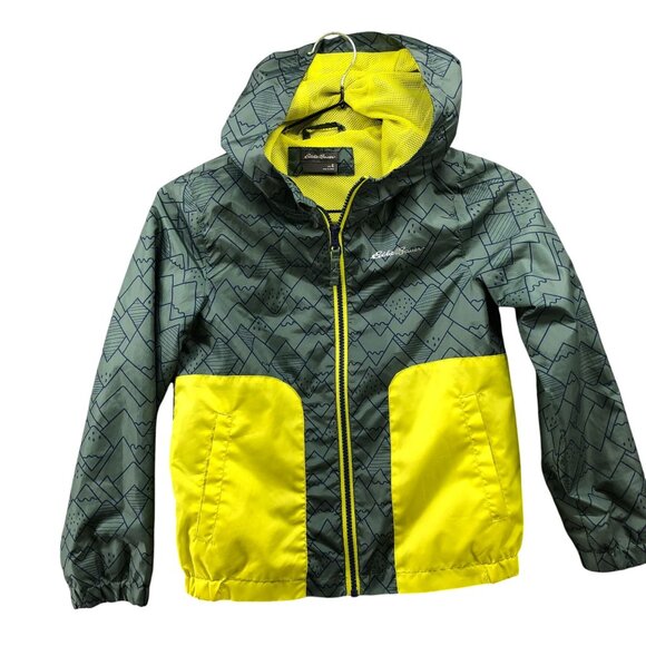 Eddie Bauer Rain Jacket Boys Size 6 Green Hooded Lightweight Wind Breaker - Picture 1 of 5